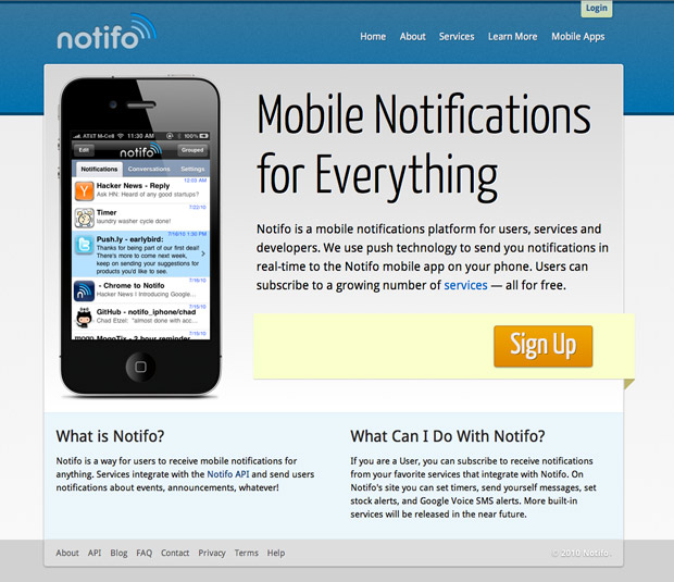 Notifo work in progress screenshot