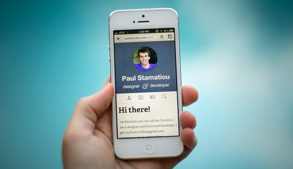 PaulStamatiou.com iPhone 5 responsive web design