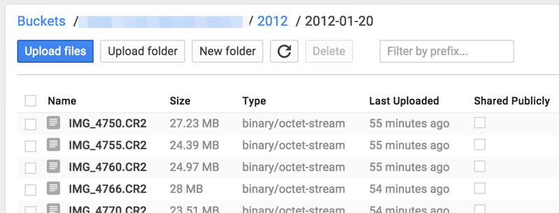 Google Cloud Storage data browser