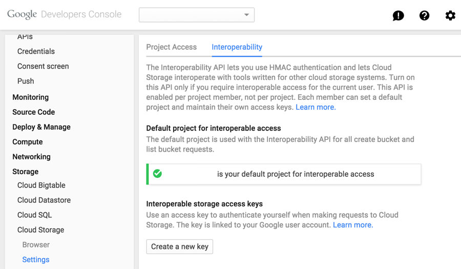 Google Nearline cloud storage enable interoperability