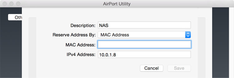 Apple Airport Extreme - set DHCP reservation