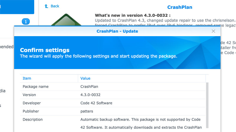 crashplan update