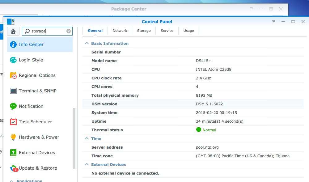 Synology DS415+ RAM installed