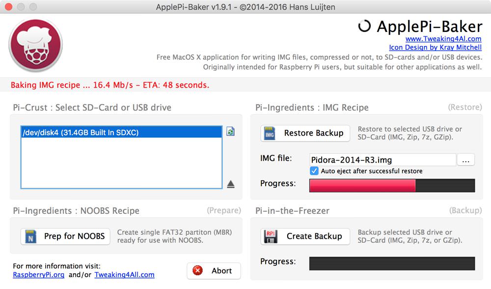 apple pi baker does not read sd card