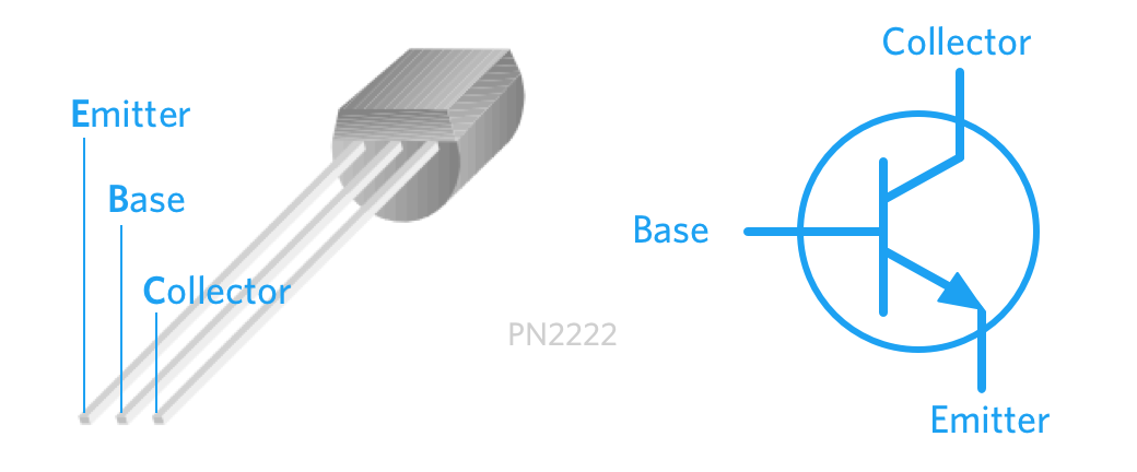 NPN PN2222 Transistor pinout