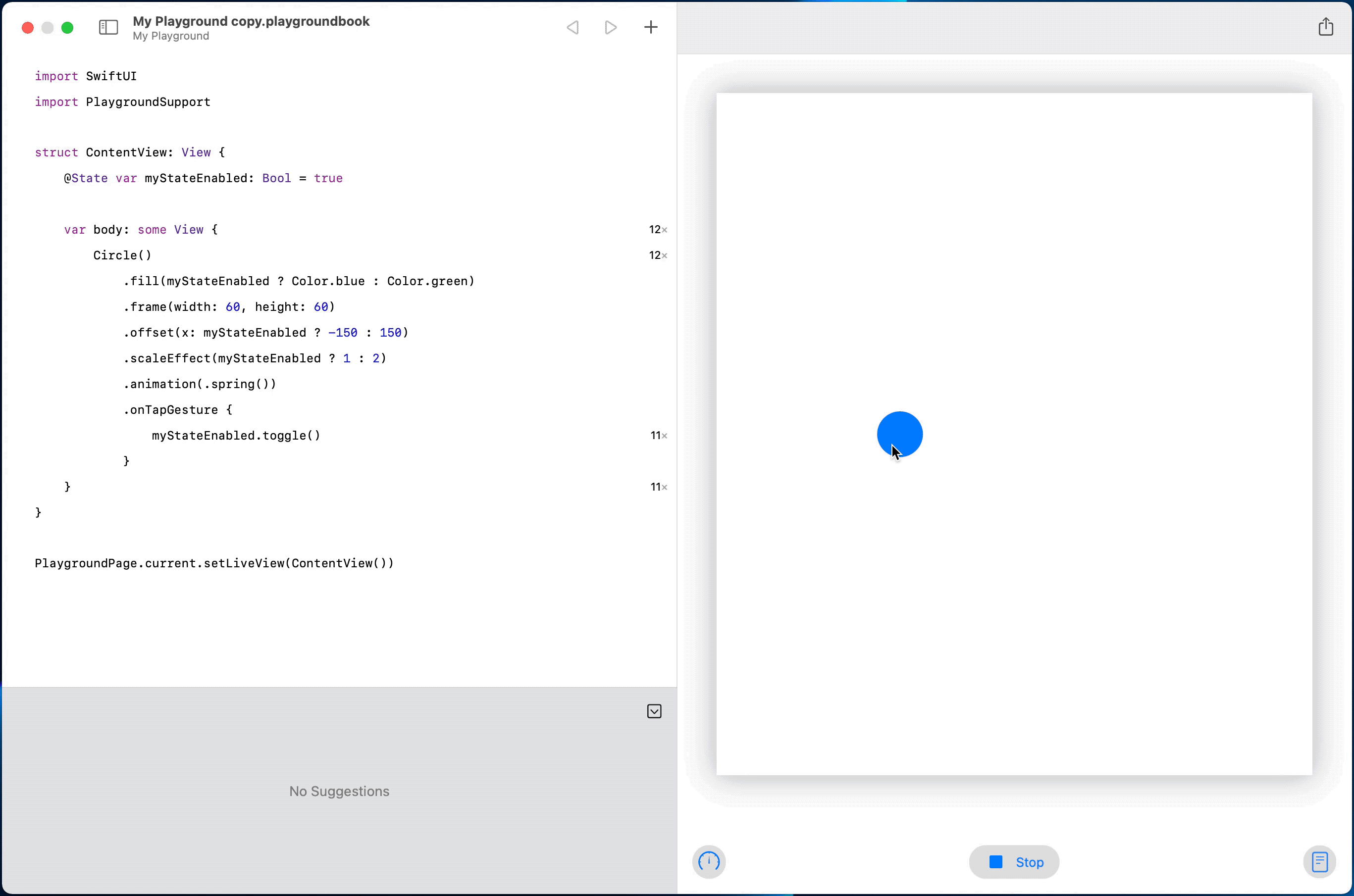 SwiftUI example in Playgrounds